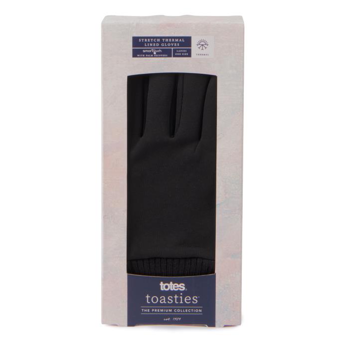 totes Ladies Premium Stretch Thermal Lined Gloves with Smartouch Black Extra Image 3
